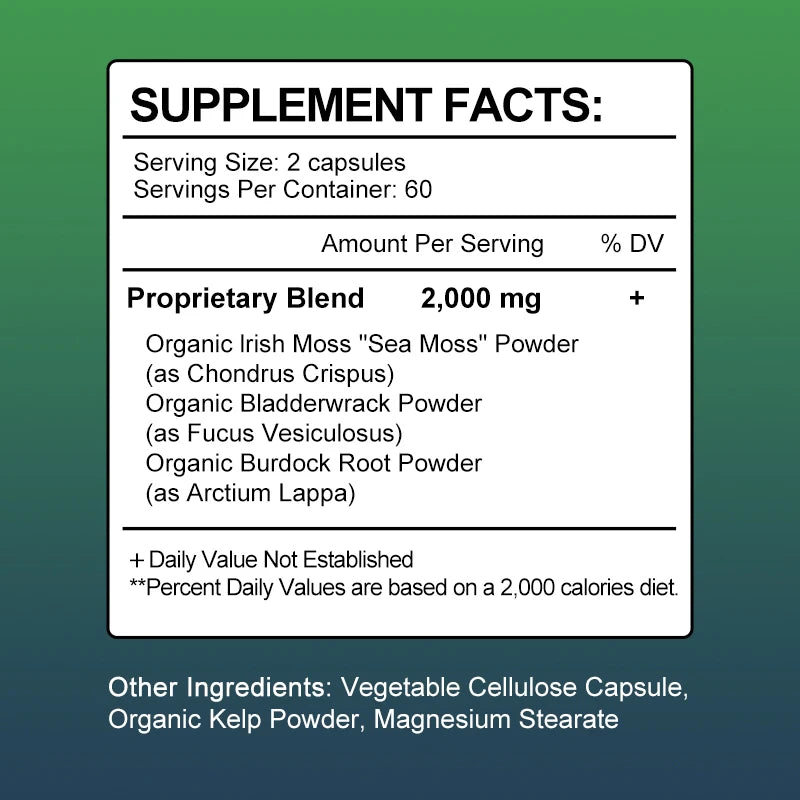 Sea Moss Capsules – Immunity, Thyroid & Detox