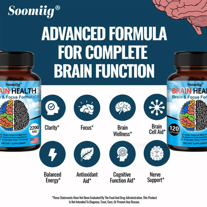 Brain Booster – 2200mg + B6, B12, Memory & Focus Formula