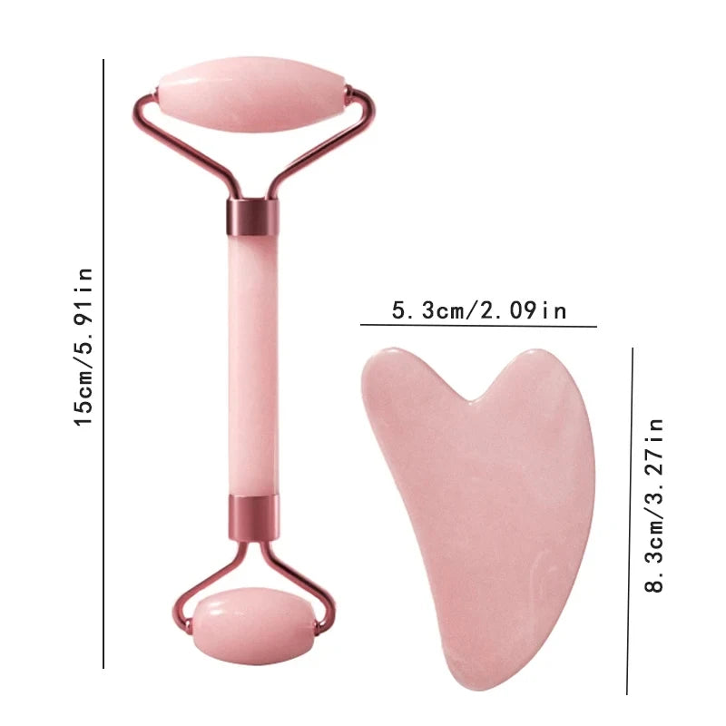 Jade Roller & Gua Sha Set – Rose Quartz Facial Tools for Anti-Aging and Skin Glow