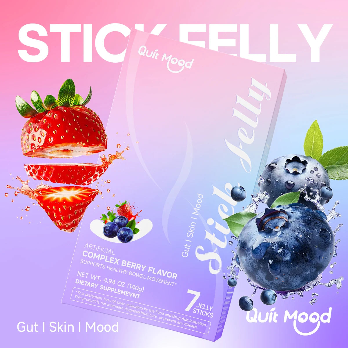 Mixed Berry Jelly Sticks – 25 Plant Extracts + 9 Vitamins