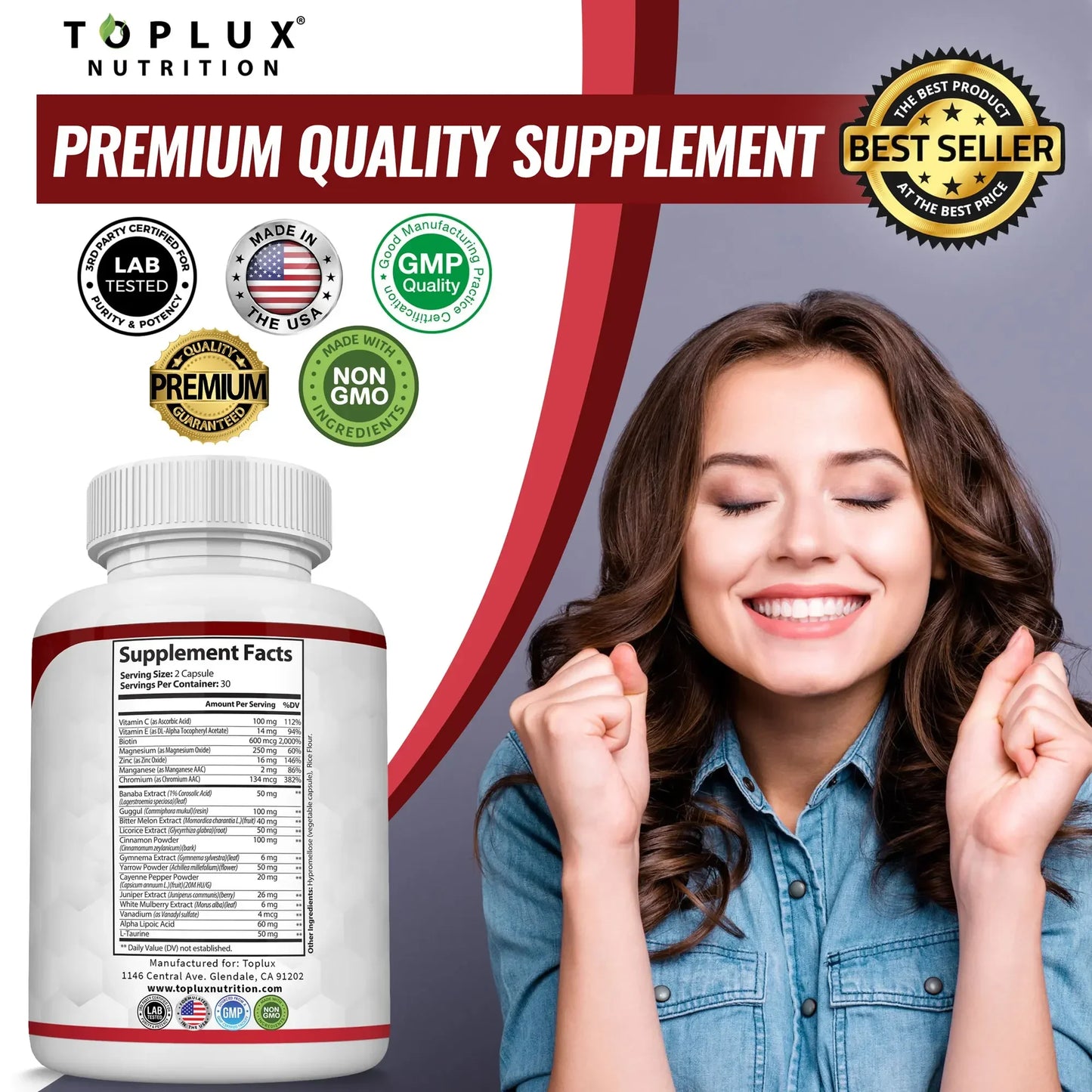 Vitamin C & E + Blood Sugar Complex – 60 Capsules