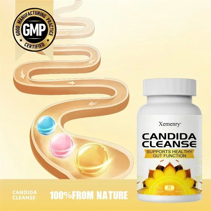 Candida Cleanse - Intestinal and Colon Support, Cleansing & Detoxification, Enhances Nutrient Absorption - 60 Capsules