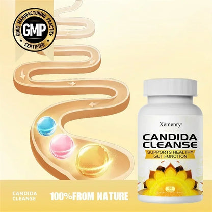 Candida Cleanse - Intestinal and Colon Support, Cleansing & Detoxification, Enhances Nutrient Absorption - 60 Capsules