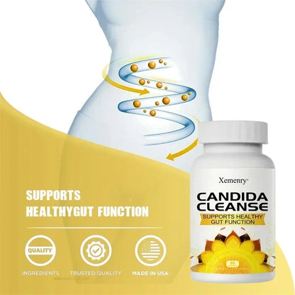 Candida Cleanse - Intestinal and Colon Support, Cleansing & Detoxification, Enhances Nutrient Absorption - 60 Capsules