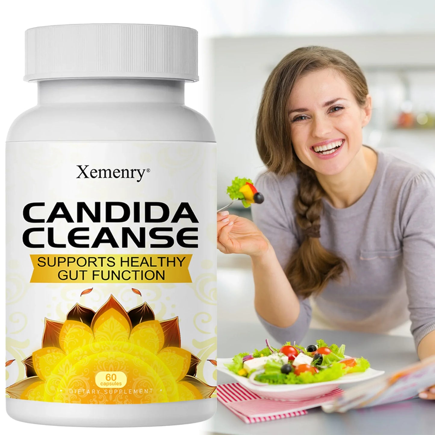 Candida Cleanse - Intestinal and Colon Support, Cleansing & Detoxification, Enhances Nutrient Absorption - 60 Capsules