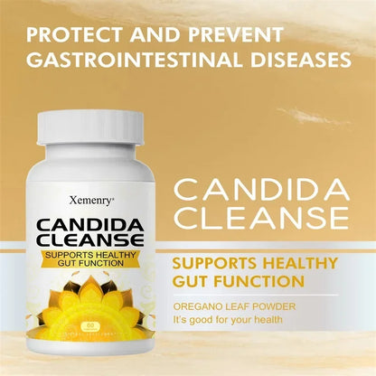 Candida Cleanse - Intestinal and Colon Support, Cleansing & Detoxification, Enhances Nutrient Absorption - 60 Capsules