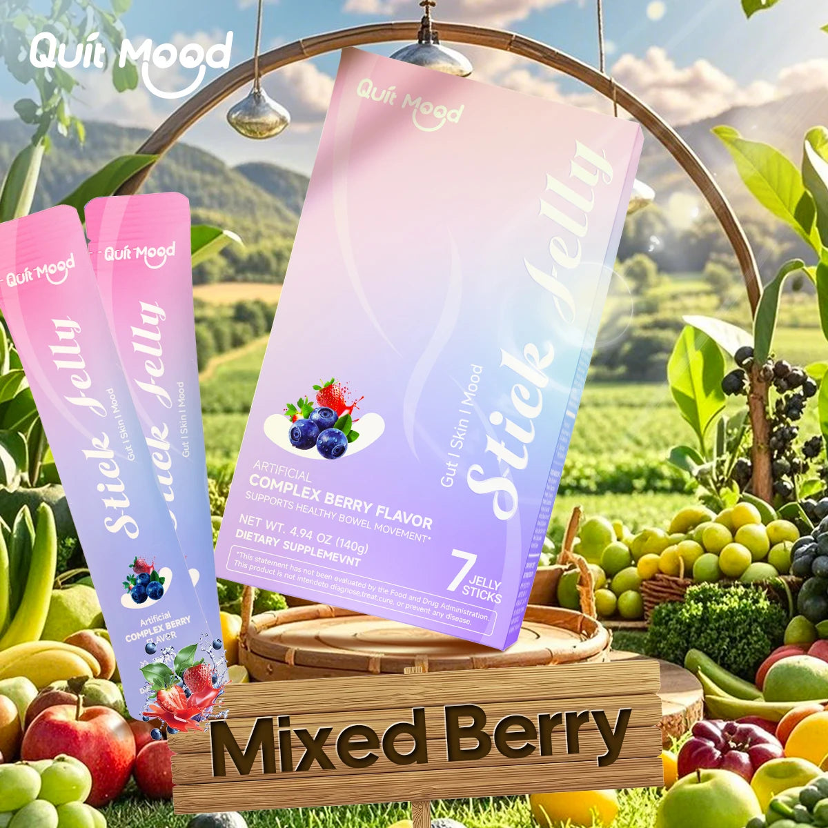 Mixed Berry Jelly Sticks – 25 Plant Extracts + 9 Vitamins