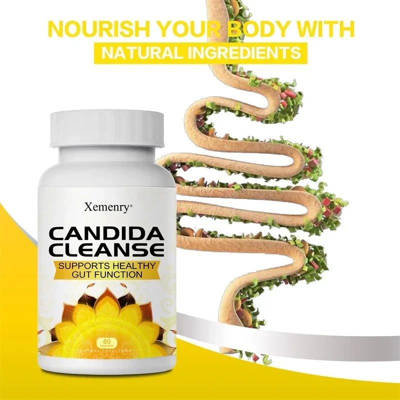 Candida Cleanse - Intestinal and Colon Support, Cleansing & Detoxification, Enhances Nutrient Absorption - 60 Capsules