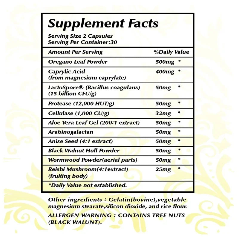 Candida Cleanse - Intestinal and Colon Support, Cleansing & Detoxification, Enhances Nutrient Absorption - 60 Capsules